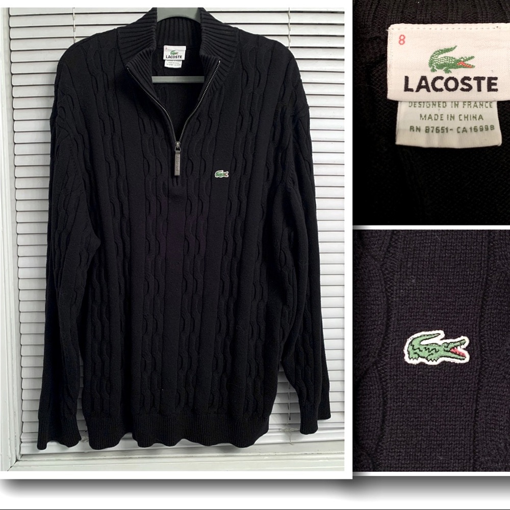 {Lacoste}🐊Men’s Cable Knit Quarter-zip Wool Blend Sweater